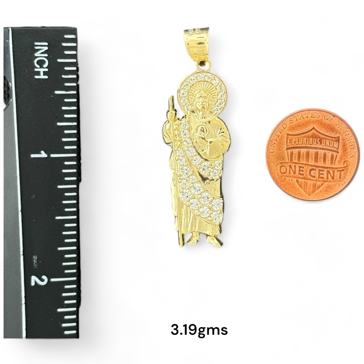 10KT Gold Saint Pendants with CZ Stones - 1.30g, 1.81g, 3.19g