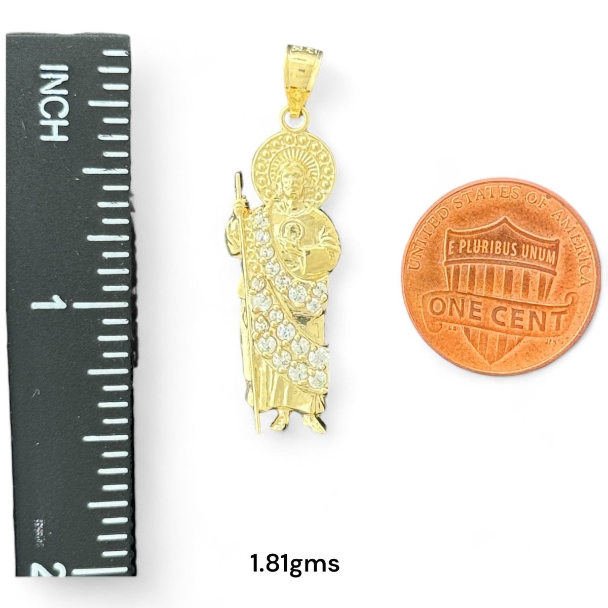 10KT Gold Saint Pendants with CZ Stones - 1.30g, 1.81g, 3.19g