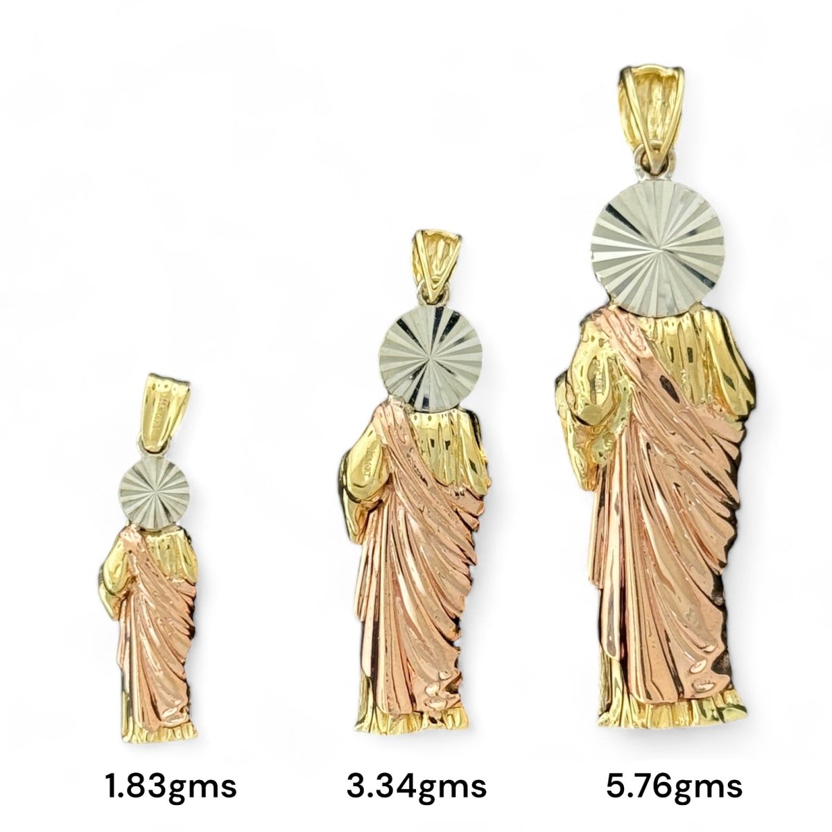 10KT Gold Saint Pendants with CZ Stones - 1.83g, 3.34g, 5.76g