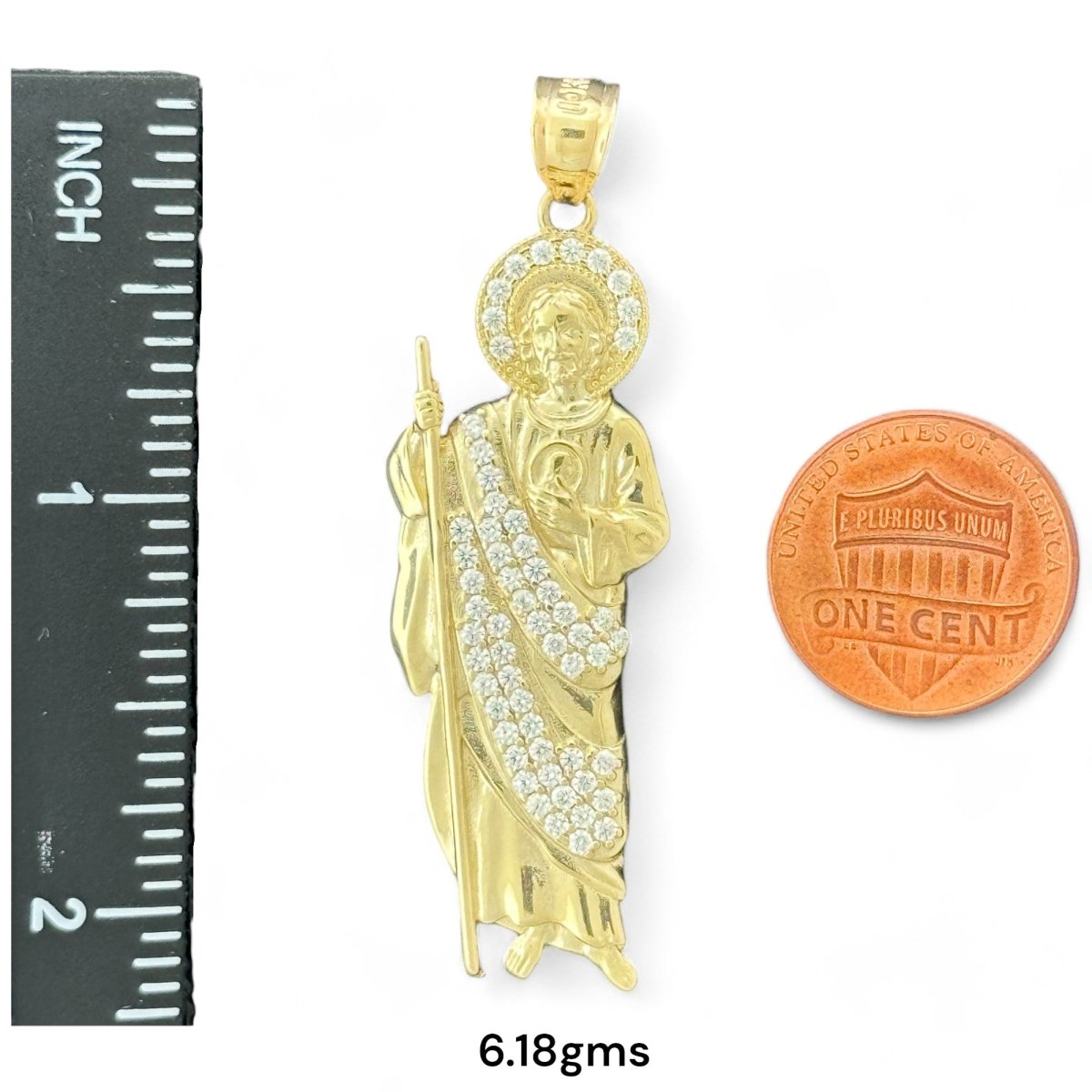 10KT Gold Saint Pendants with CZ Stones - 2.61g, 3.68g, 6.18g