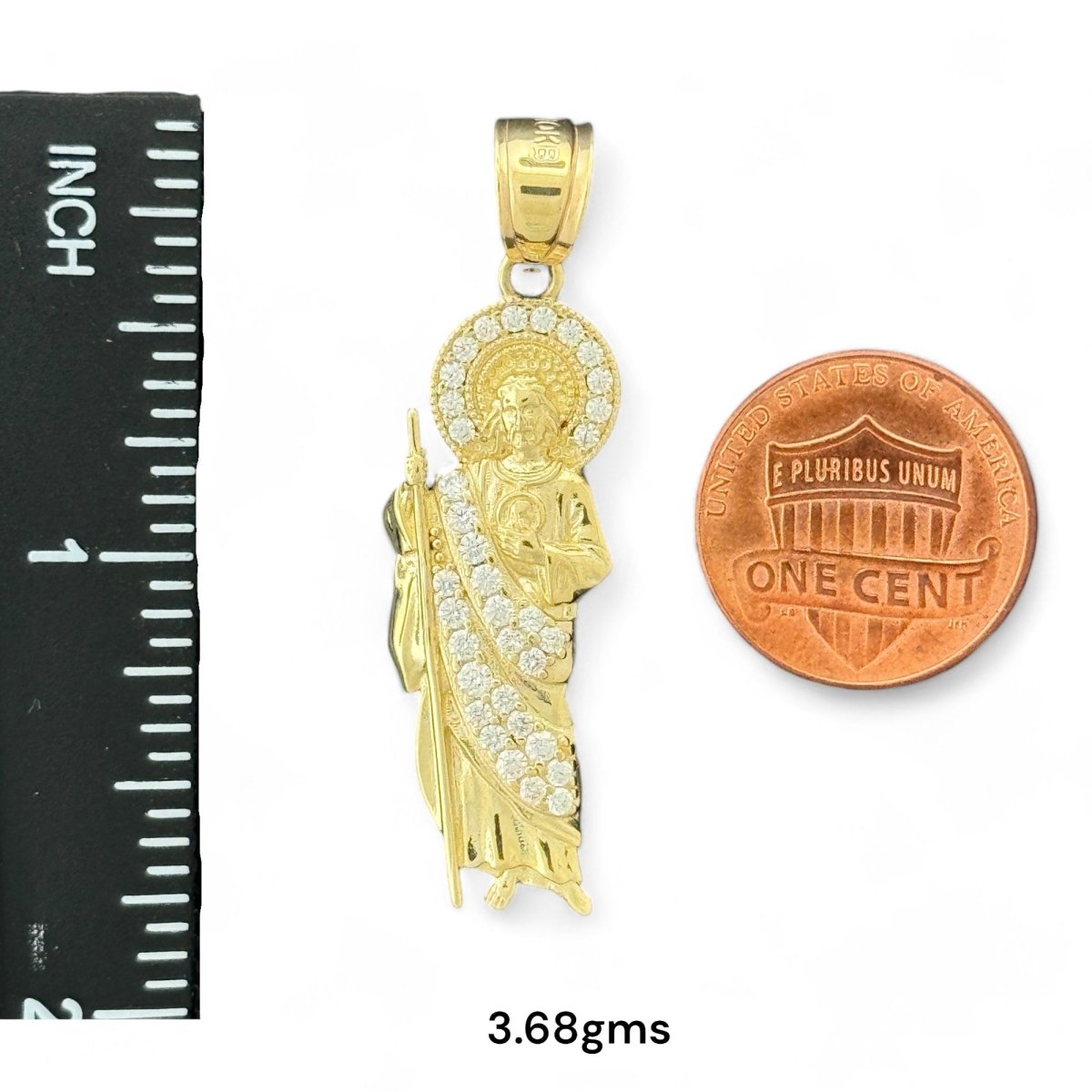 10KT Gold Saint Pendants with CZ Stones - 2.61g, 3.68g, 6.18g