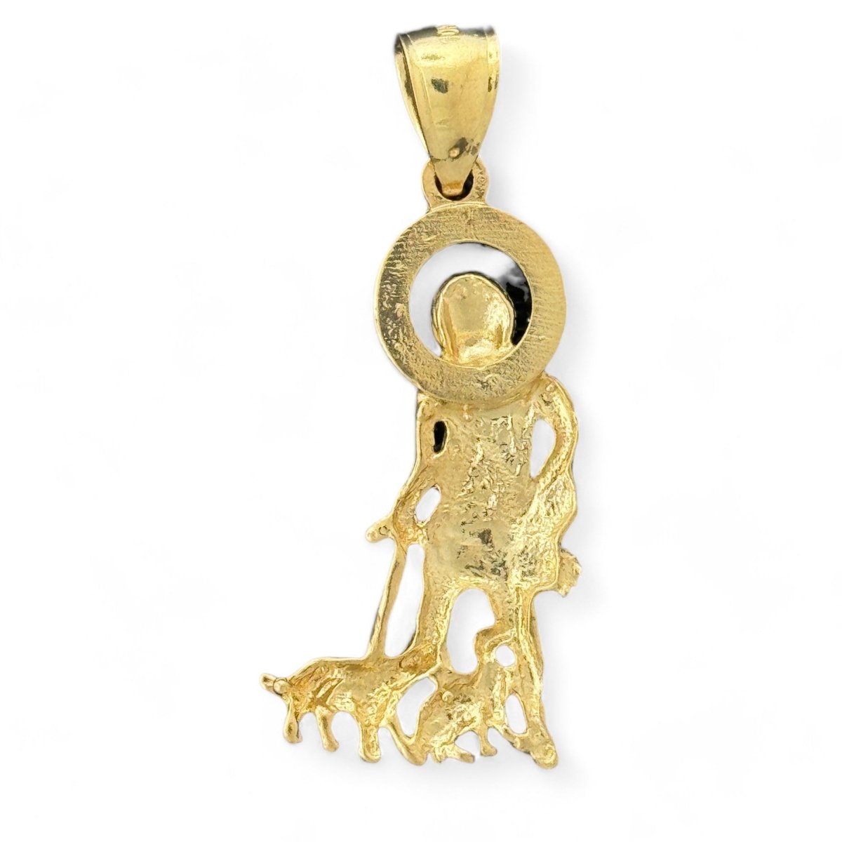 10KT Gold Saint with Dogs Pendant - 2.87g Religious Jewelry