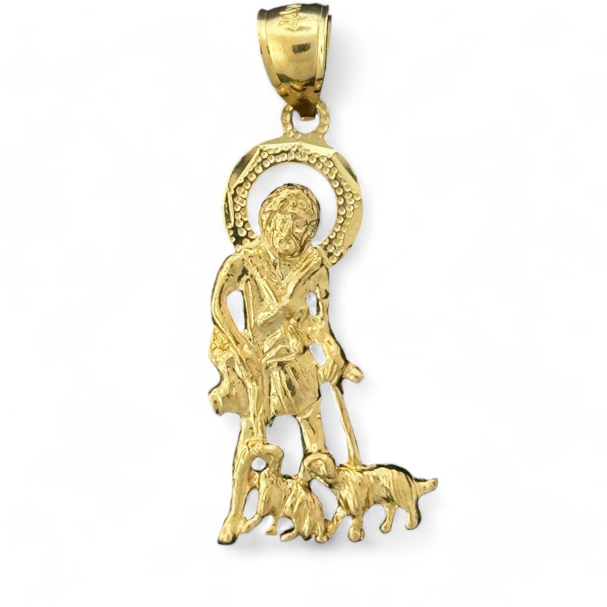 10KT Gold Saint with Dogs Pendant - 2.87g Religious Jewelry