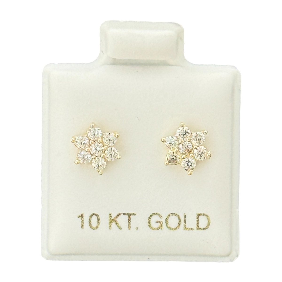 10KT Gold Star Cluster Stud Earrings