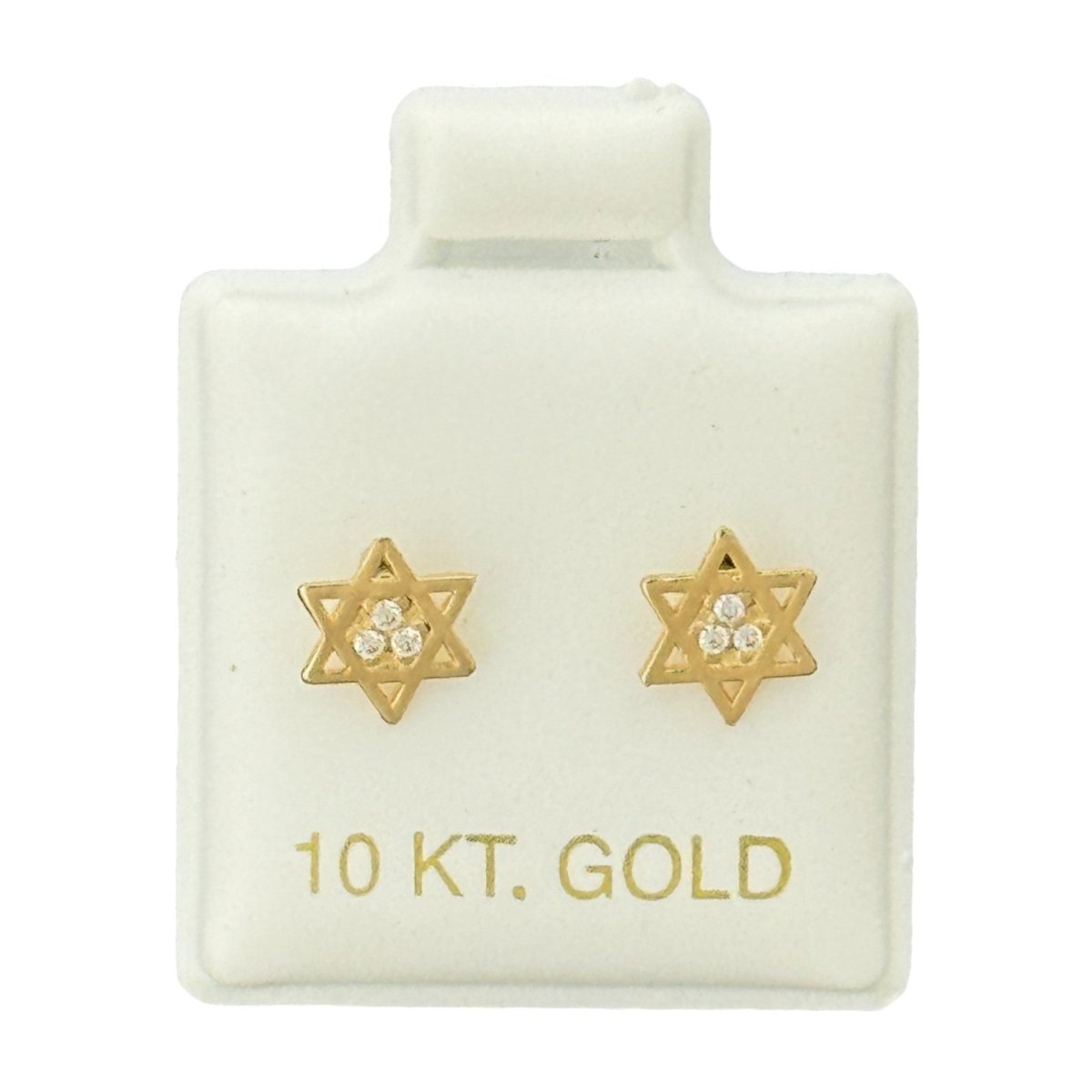 10KT Gold Star of David Stud Earrings with CZ Stones