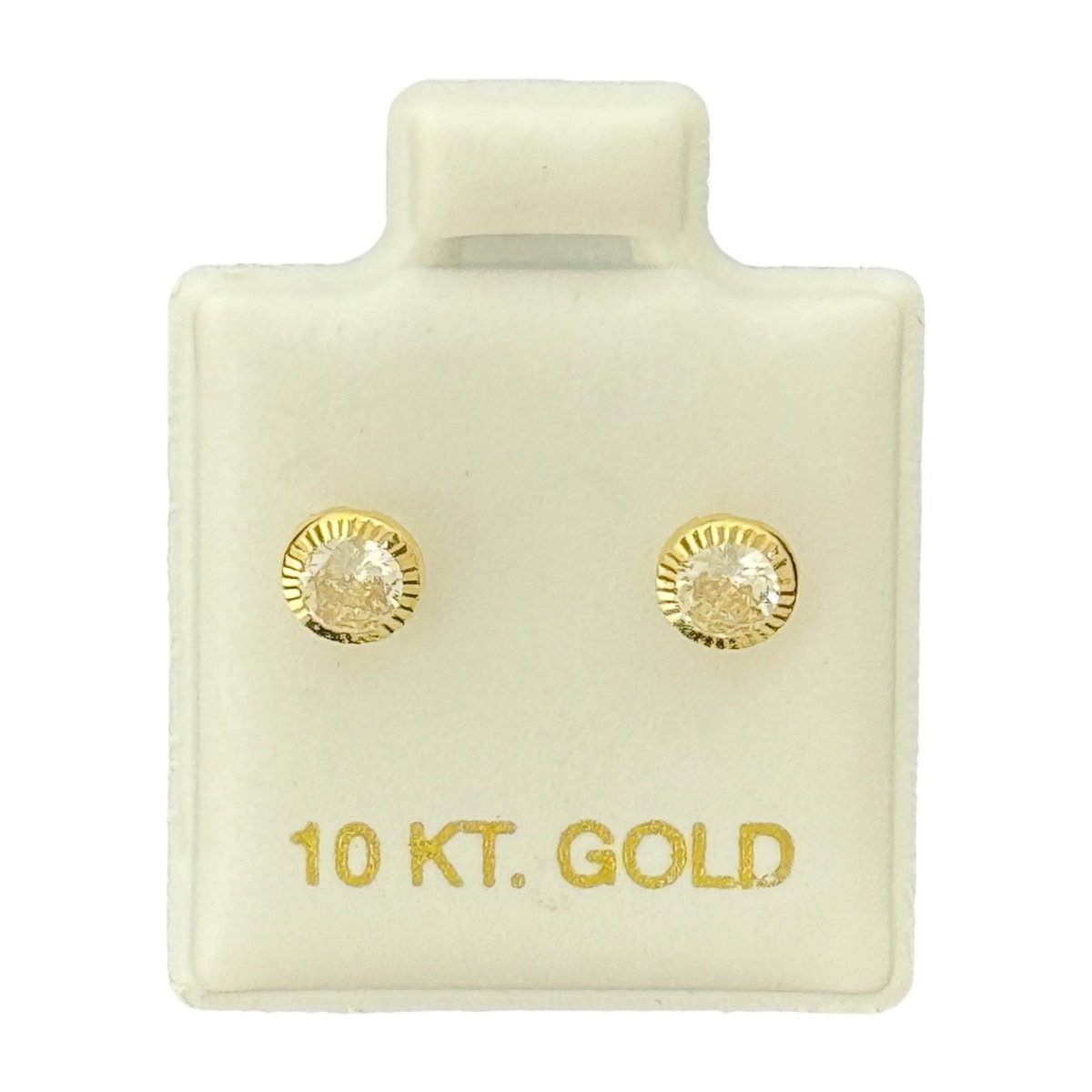 10KT Gold Stud Earrings with Clear CZ Stones