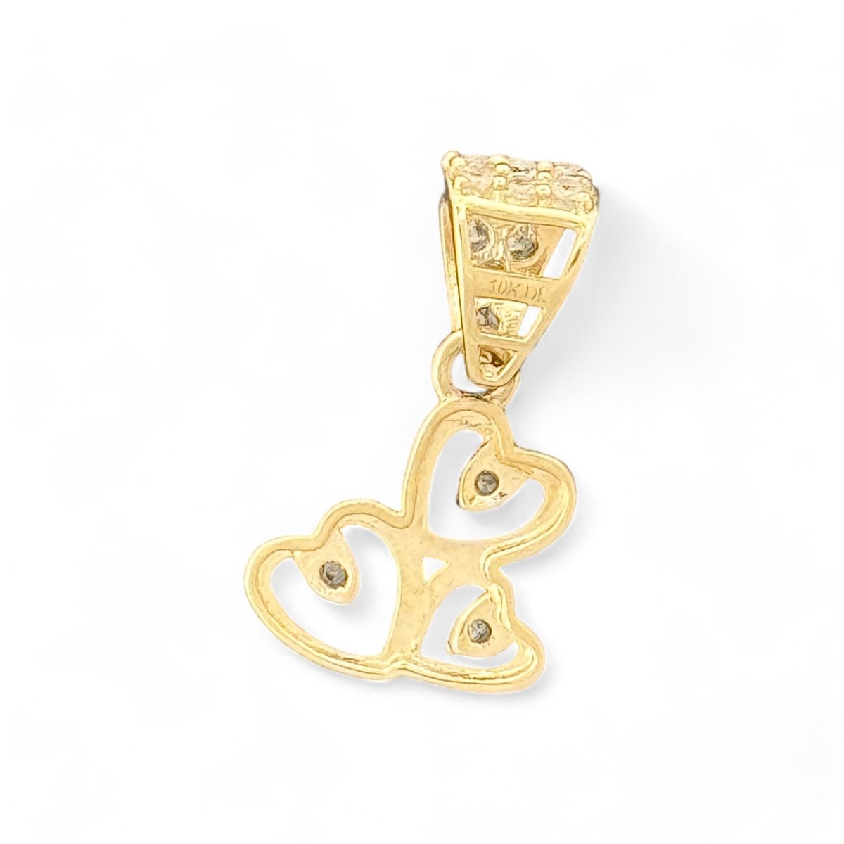 10kt Gold Triple Heart Pendant - 0.63 Grm