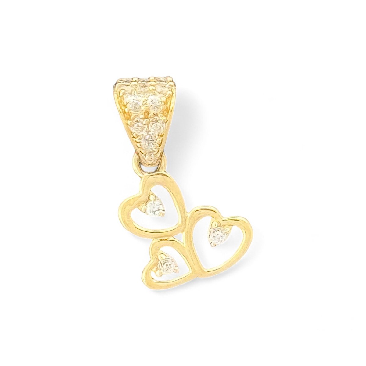 10kt Gold Triple Heart Pendant - 0.63 Grm