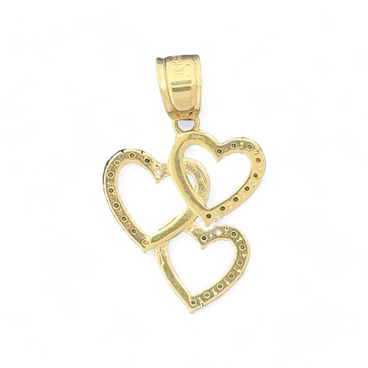 10kt Gold Triple Heart Pendant - 2.56 Grm