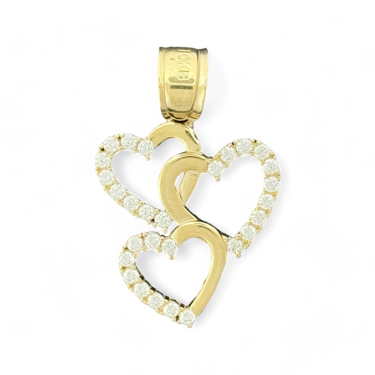 10kt Gold Triple Heart Pendant - 2.56 Grm