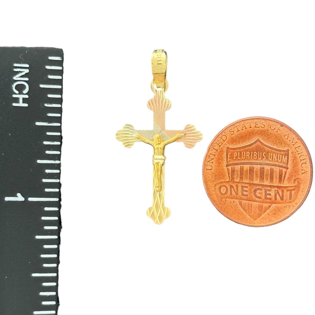 10KT Gold Two - Tone Crucifix Cross Pendant - 0.72g