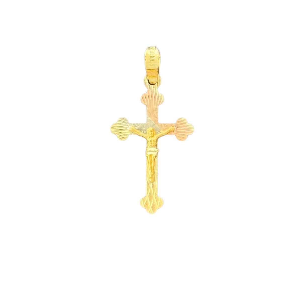 10KT Gold Two - Tone Crucifix Cross Pendant - 0.72g