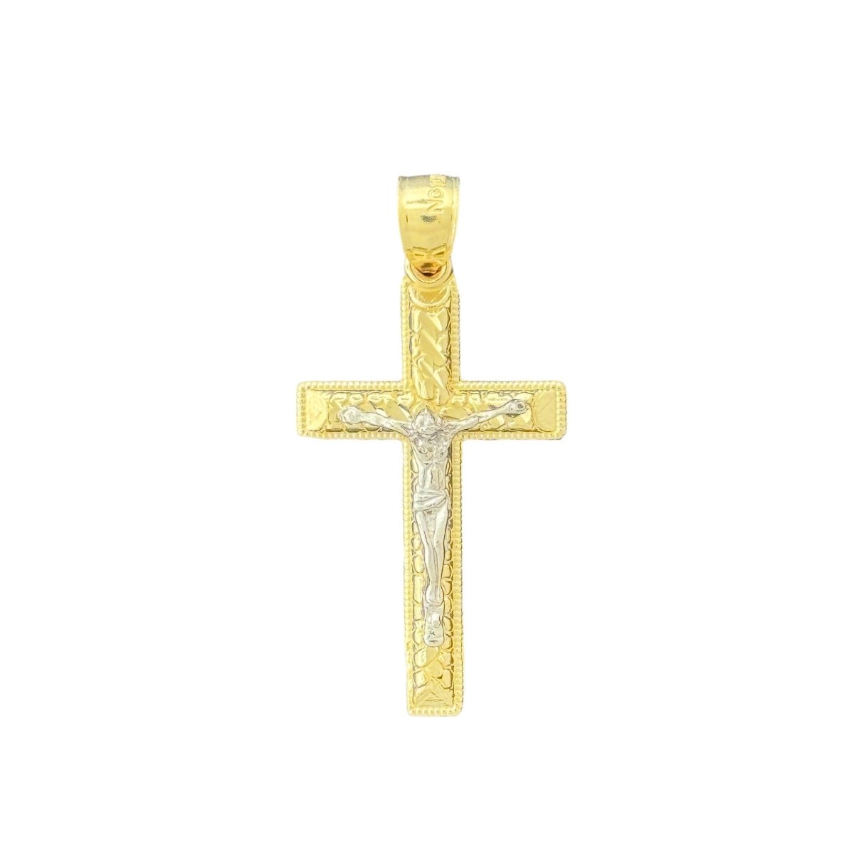 10KT Gold Two - Tone Crucifix Pendant - 2.25g,