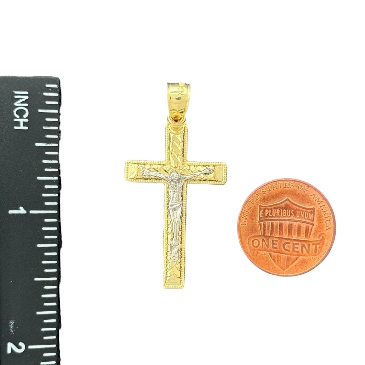 10KT Gold Two - Tone Crucifix Pendant - 2.25g,