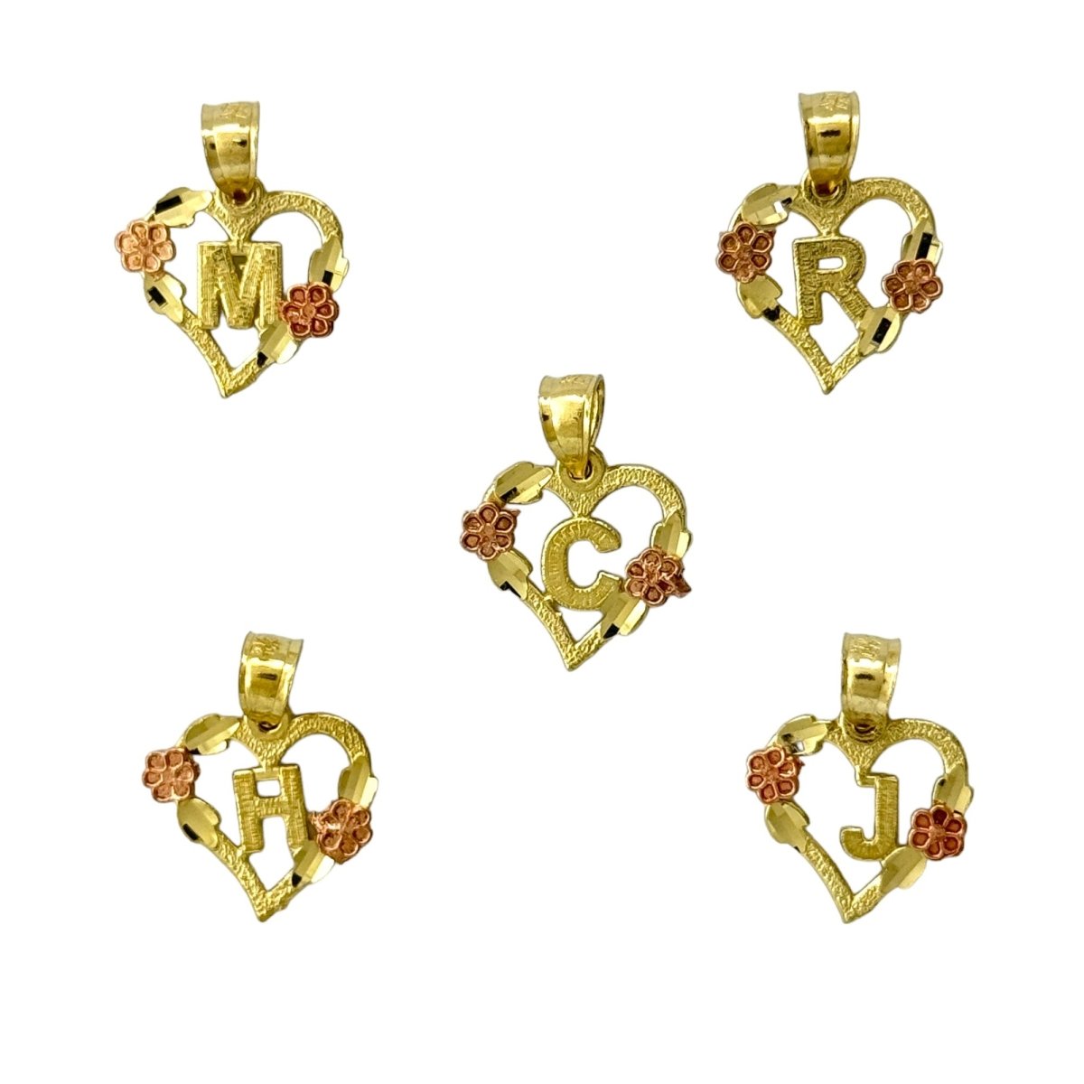 10KT Gold Two - tone Initial Heart Pendant