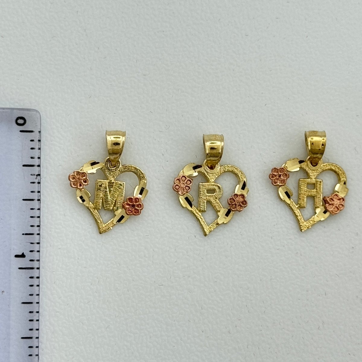 10KT Gold Two - tone Initial Heart Pendant