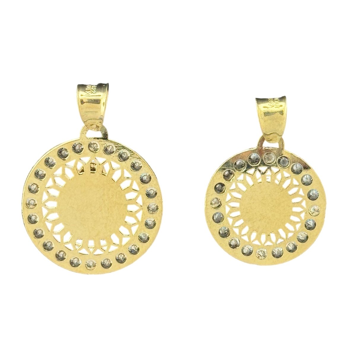 10KT Gold Virgin Mary Pendant - Lightweight Religious Jewelry, 1.2g & 0.9g