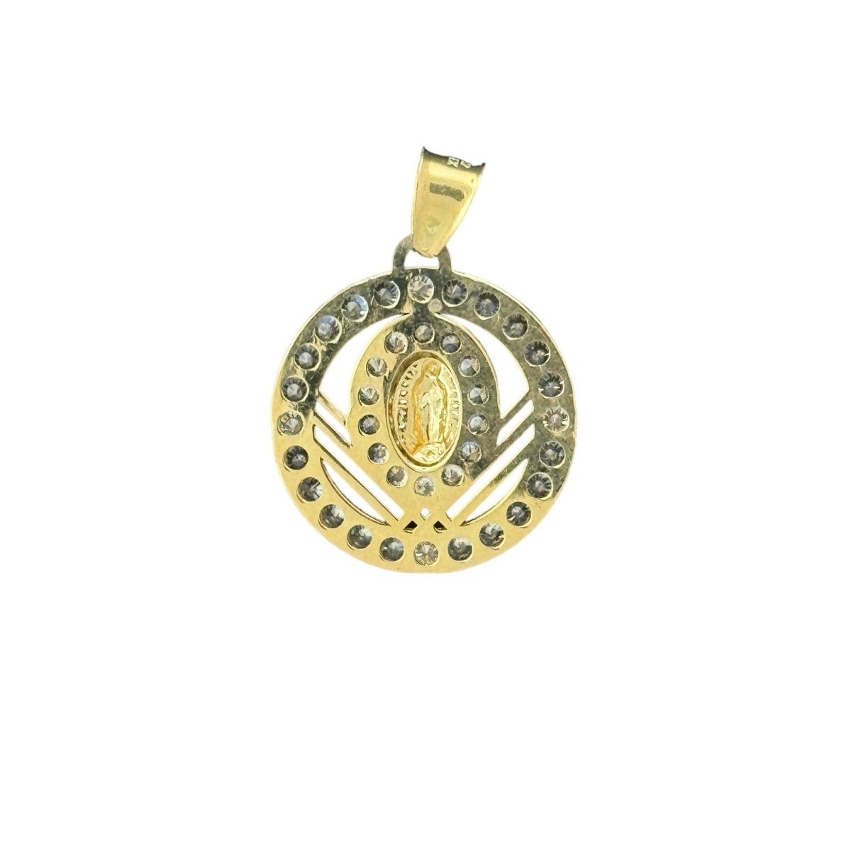 10KT Gold Virgin Mary Pendant with Tri - Color Design - 1.4g