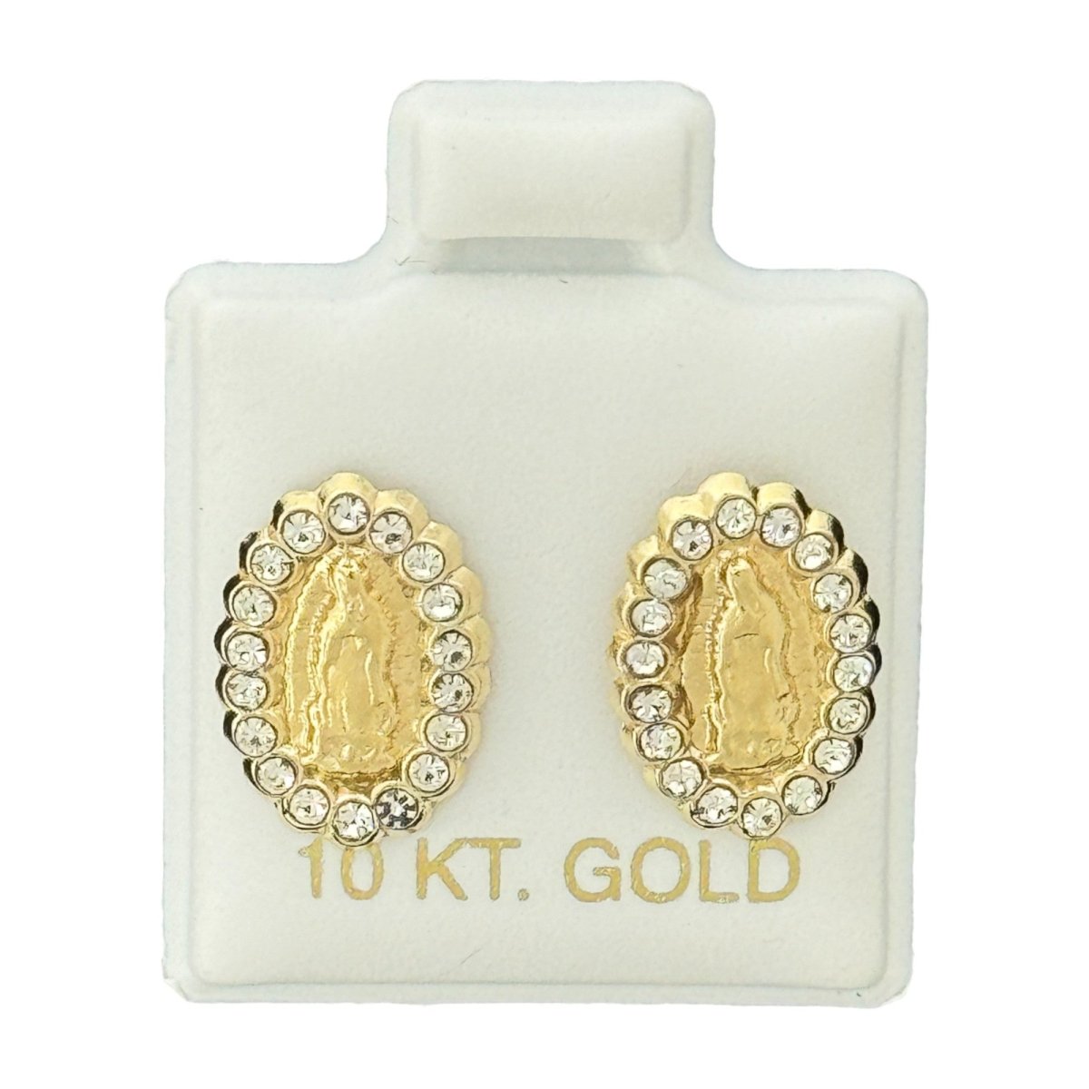 10KT Gold Virgin Mary Scalloped Stud Earrings