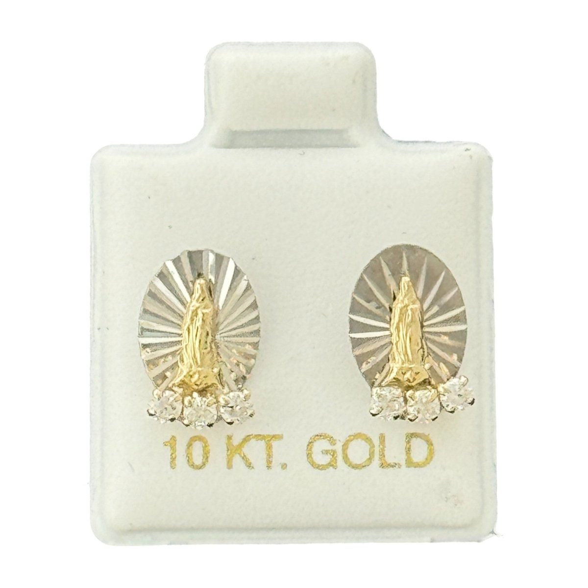 10KT Gold Virgin Mary Stud Earrings