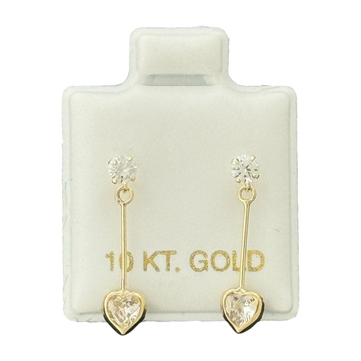 10KT Hanging Heart Earrings with Stones