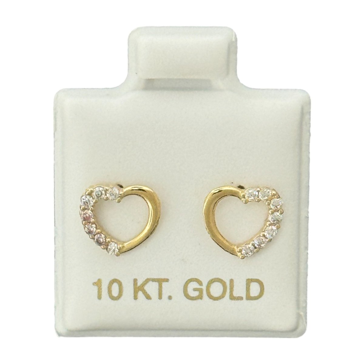 10KT Heart CZ Stud Gold Earrings