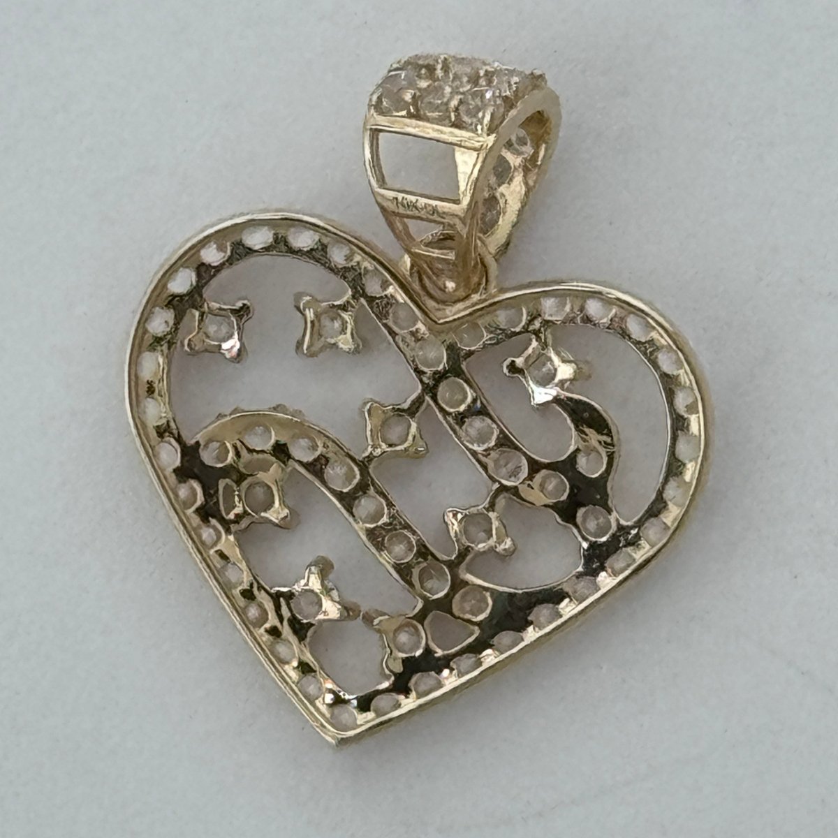 10KT Heart Gold Pendant, 1.4 GRM, 1.5 mm Bail