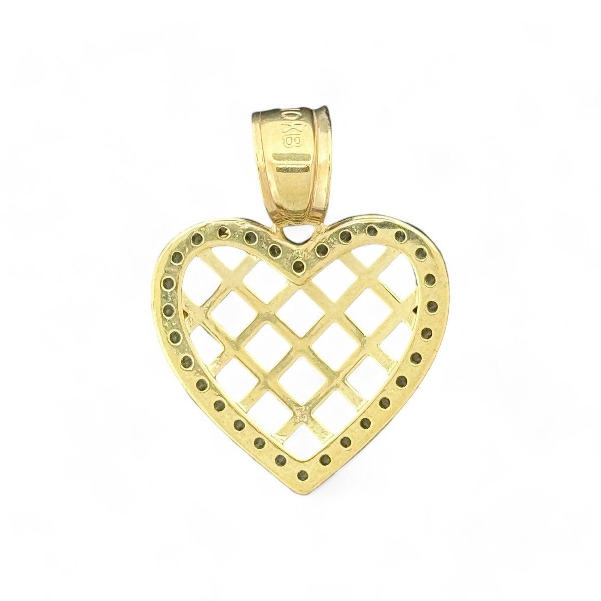 10KT Heart Lattice Pattern Gold Pendant - 2.37Grm