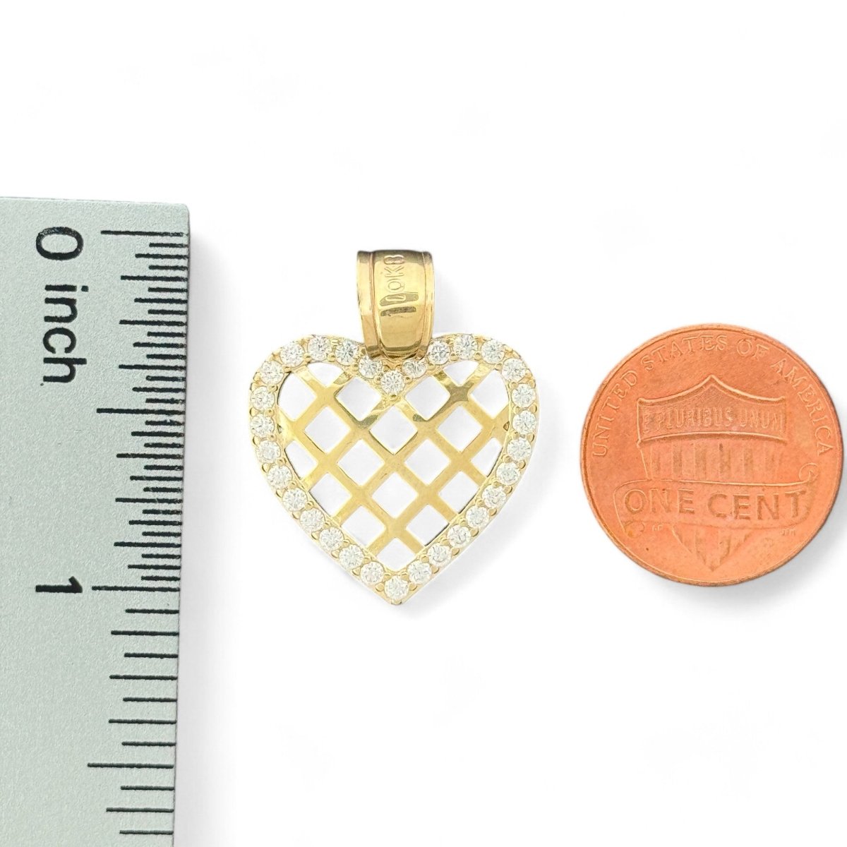 10KT Heart Lattice Pattern Gold Pendant - 2.37Grm