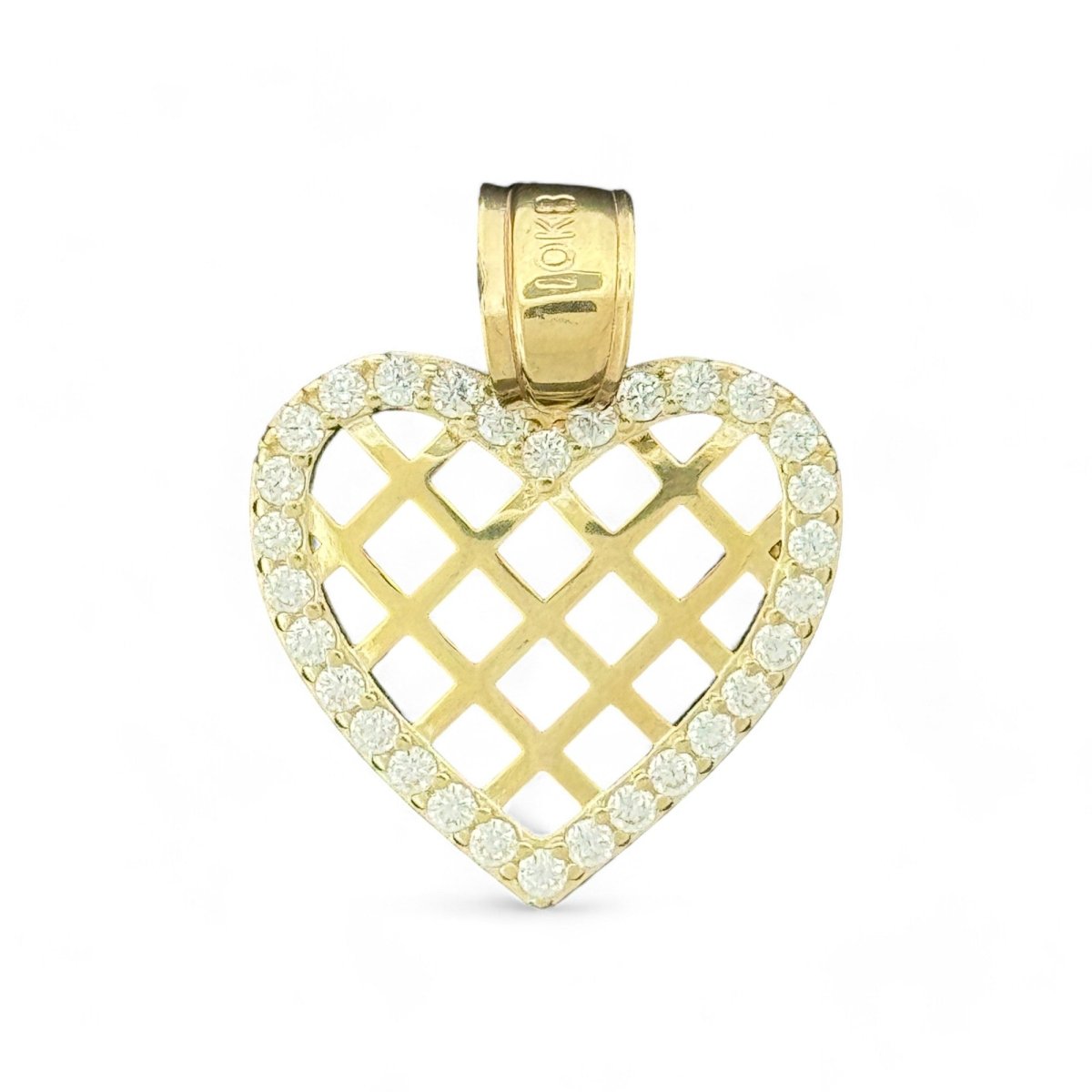 10KT Heart Lattice Pattern Gold Pendant - 2.37Grm