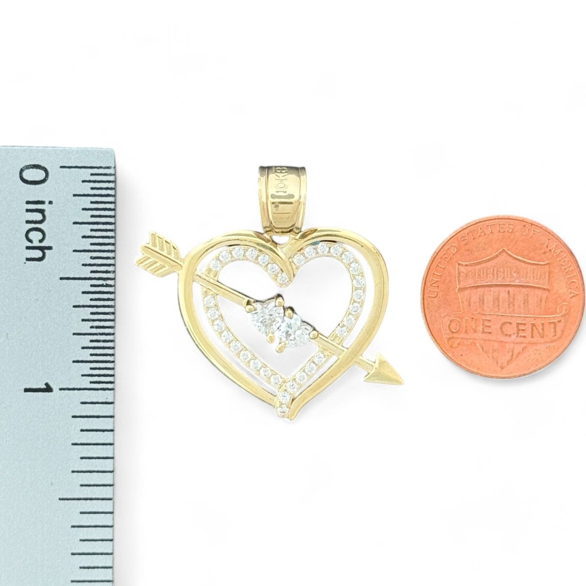 10KT Heart With Arrow Gold Pendant - 3.37Grm