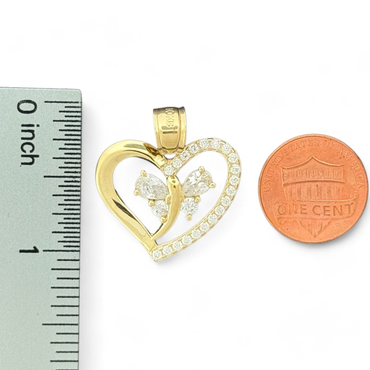 10KT Heart With Butterlfy Gold Pendant - 3.57 Grm