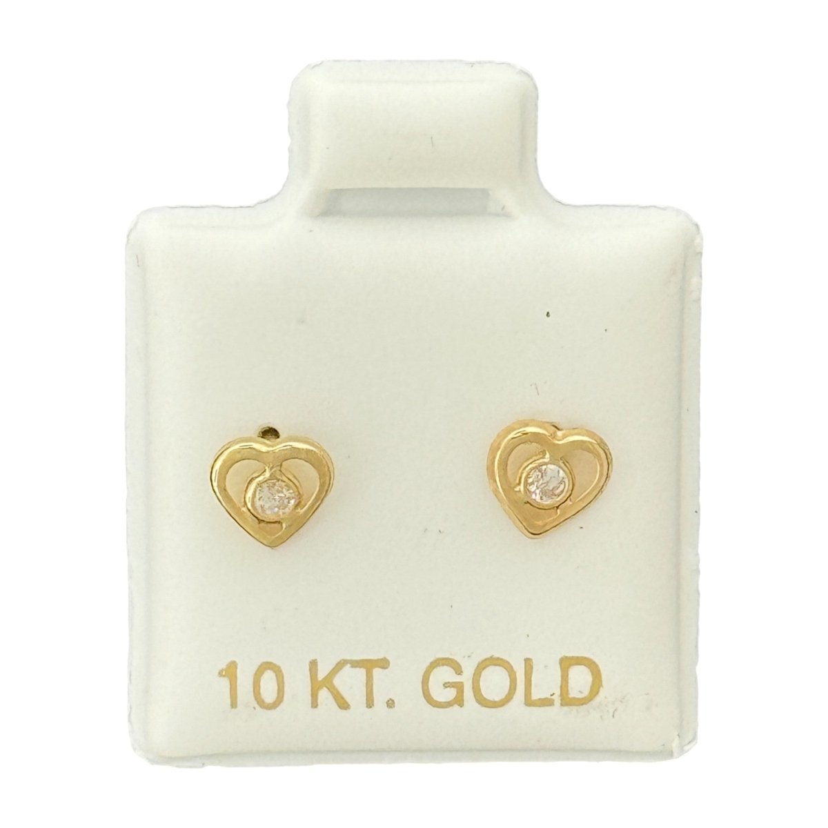 10KT Heart with CZ Gold Earrings