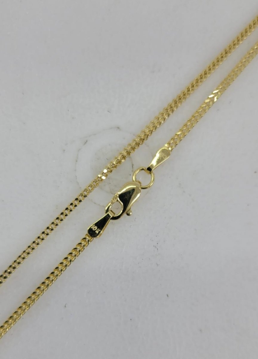 10KT Hollow Franco Necklace 2mm, Real Yellow Gold, Lobster Lock