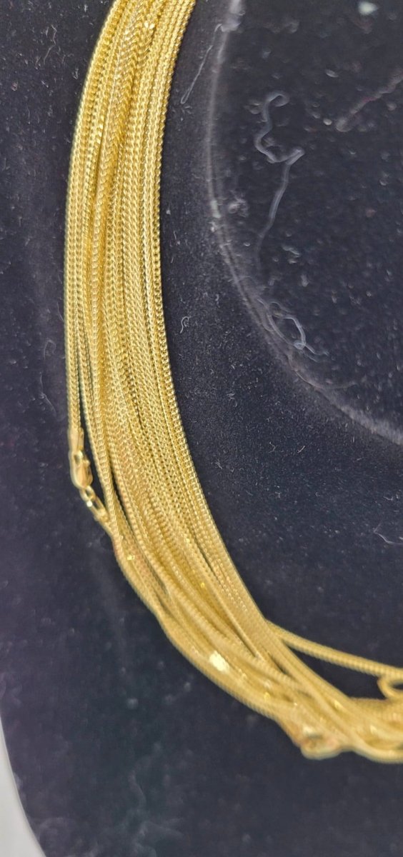 10KT Hollow Franco Necklace 2mm, Real Yellow Gold, Lobster Lock