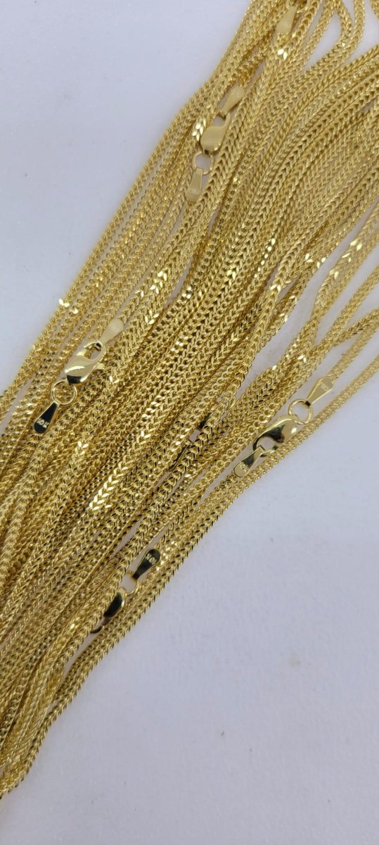 10KT Hollow Franco Necklace 2mm, Real Yellow Gold, Lobster Lock