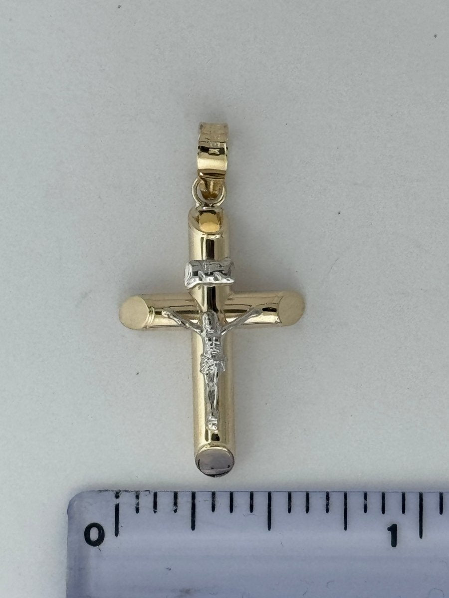 10KT Jesus Cross pendant Real Yellow Gold Diamond cut, 1.05 GRM, 1.5 mm Bail