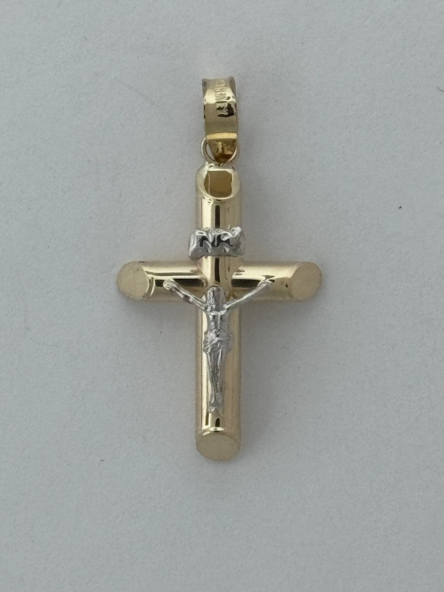 10KT Jesus Cross pendant Real Yellow Gold Diamond cut, 1.05 GRM, 1.5 mm Bail