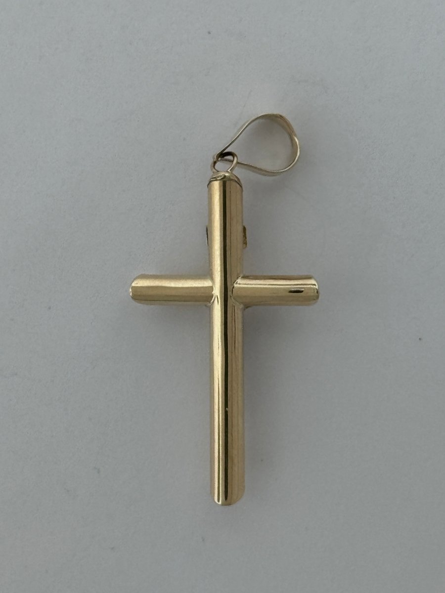 10KT Jesus Cross pendant Real Yellow Gold Diamond cut, 1.09 GRM, 1.5 mm Bail