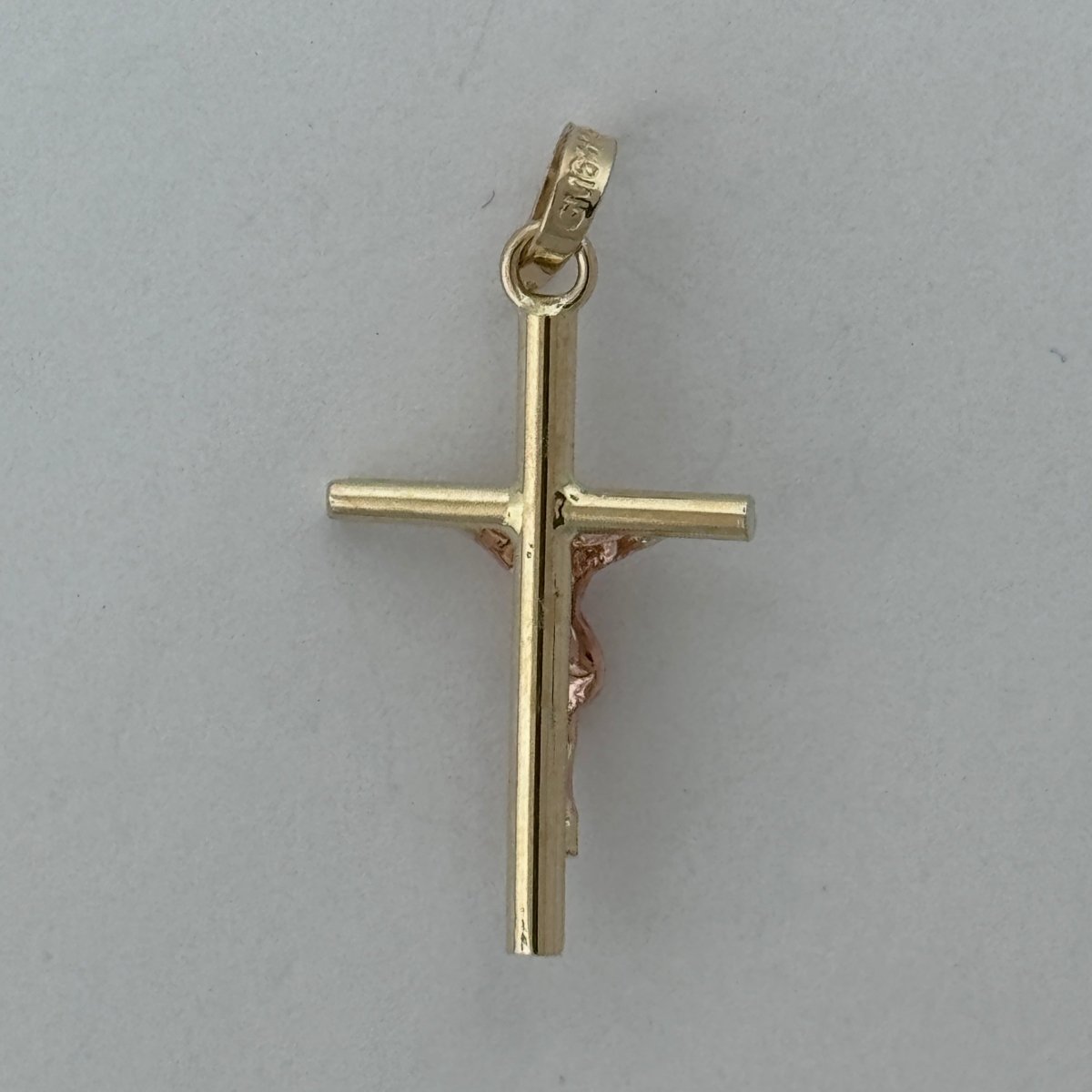 10KT Jesus Cross pendant Real Yellow Gold Diamond cut, 1.1 GRM, 1.5 mm Bail