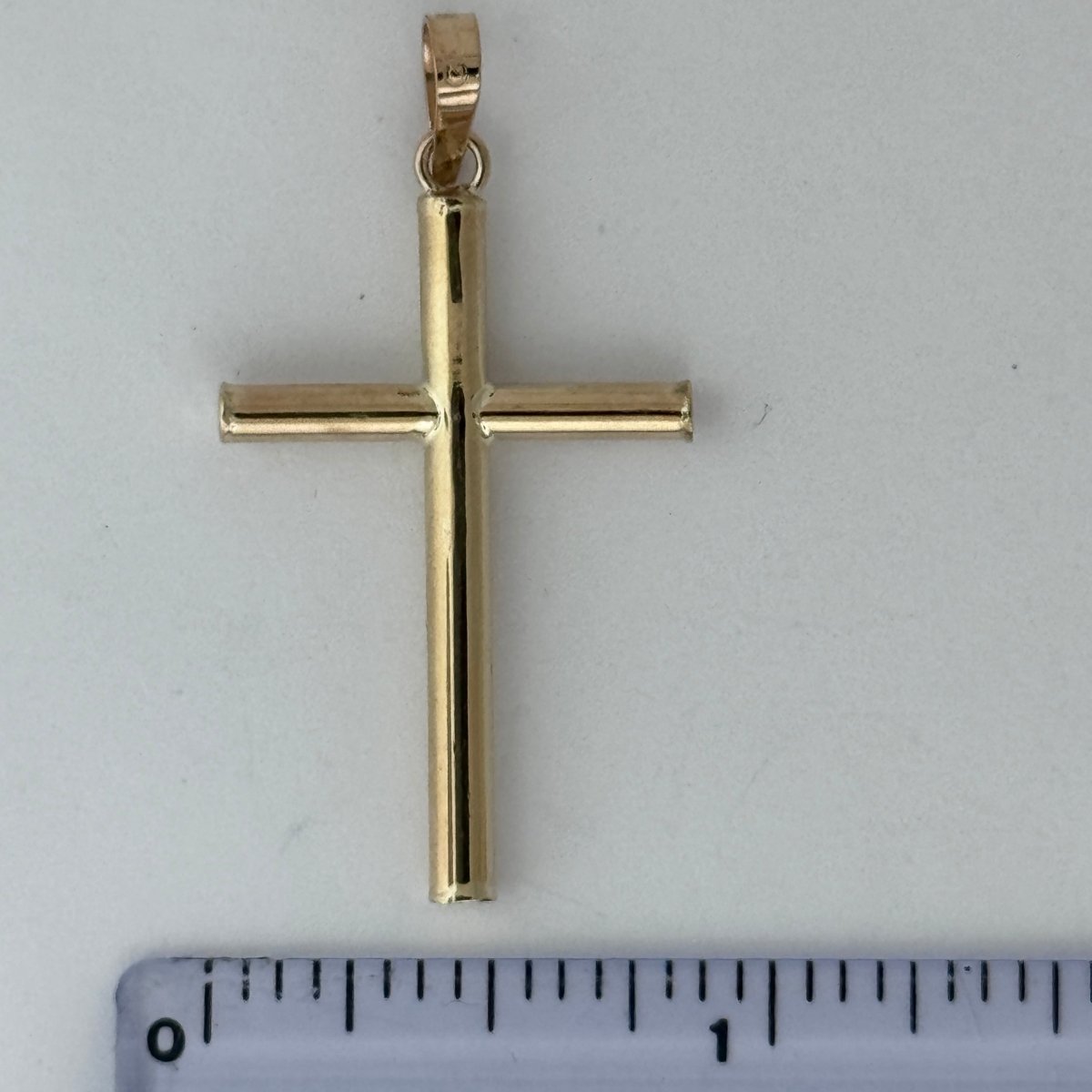 10KT Jesus Cross pendant Real Yellow Gold Diamond cut, 1.37 GRM, 2 mm Bail