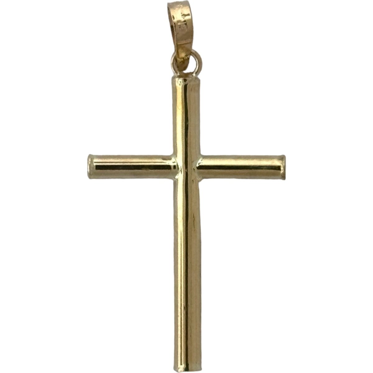 10KT Jesus Cross pendant Real Yellow Gold Diamond cut, 1.37 GRM, 2 mm Bail