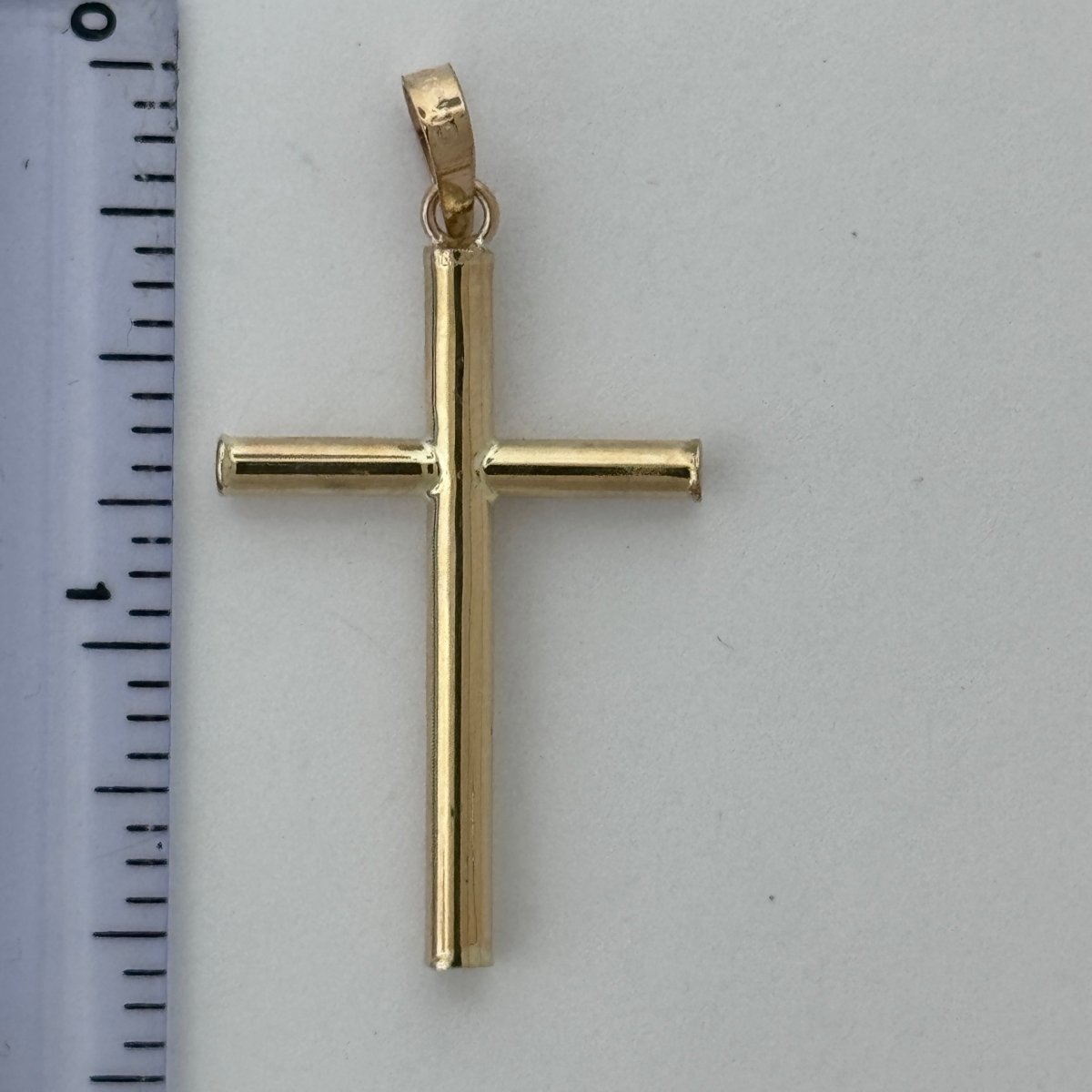 10KT Jesus Cross pendant Real Yellow Gold Diamond cut, 1.37 GRM, 2 mm Bail