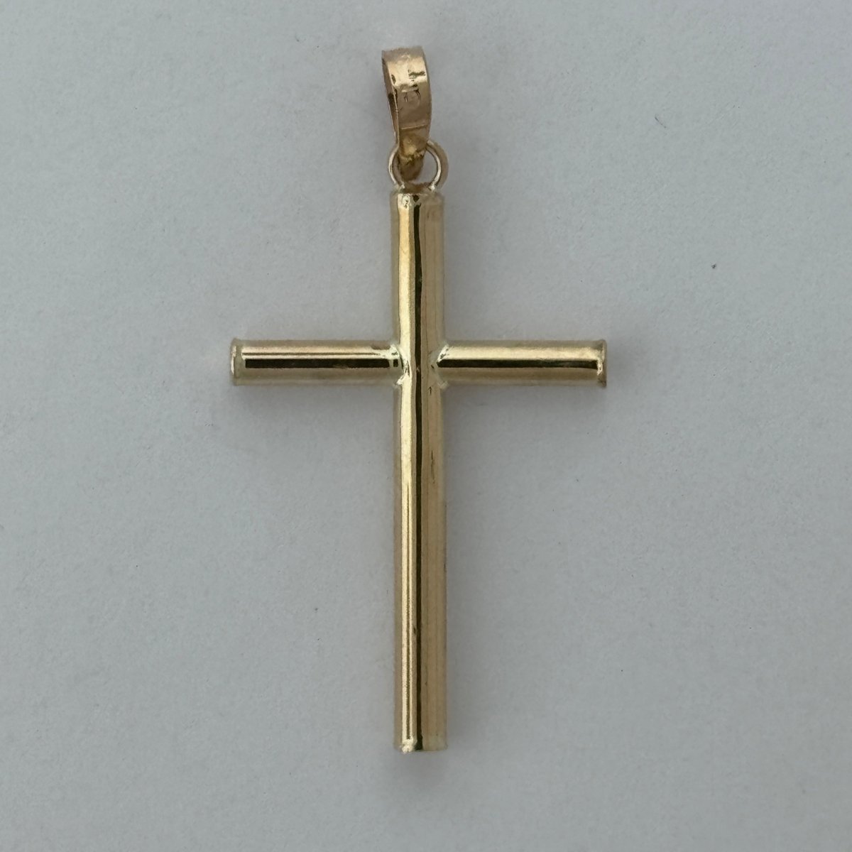 10KT Jesus Cross pendant Real Yellow Gold Diamond cut, 1.37 GRM, 2 mm Bail