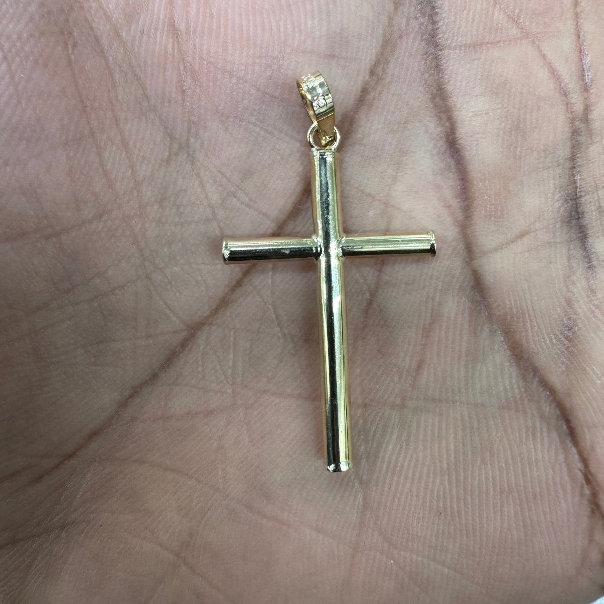 10KT Jesus Cross pendant Real Yellow Gold Diamond cut, 1.37 GRM, 2 mm Bail