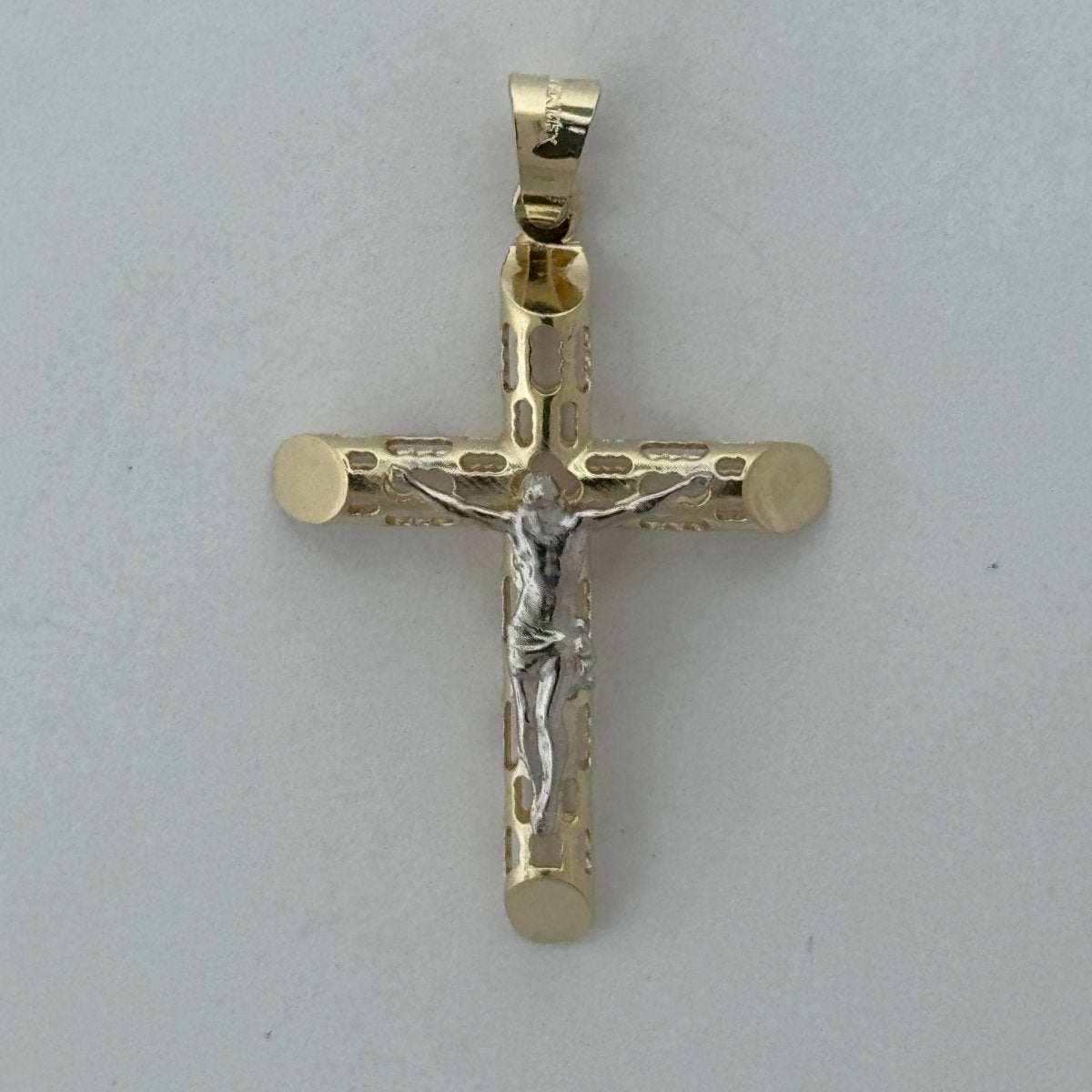 10KT Jesus Cross pendant Real Yellow Gold Diamond cut, 2.17 GRM, 1.5 mm Bail