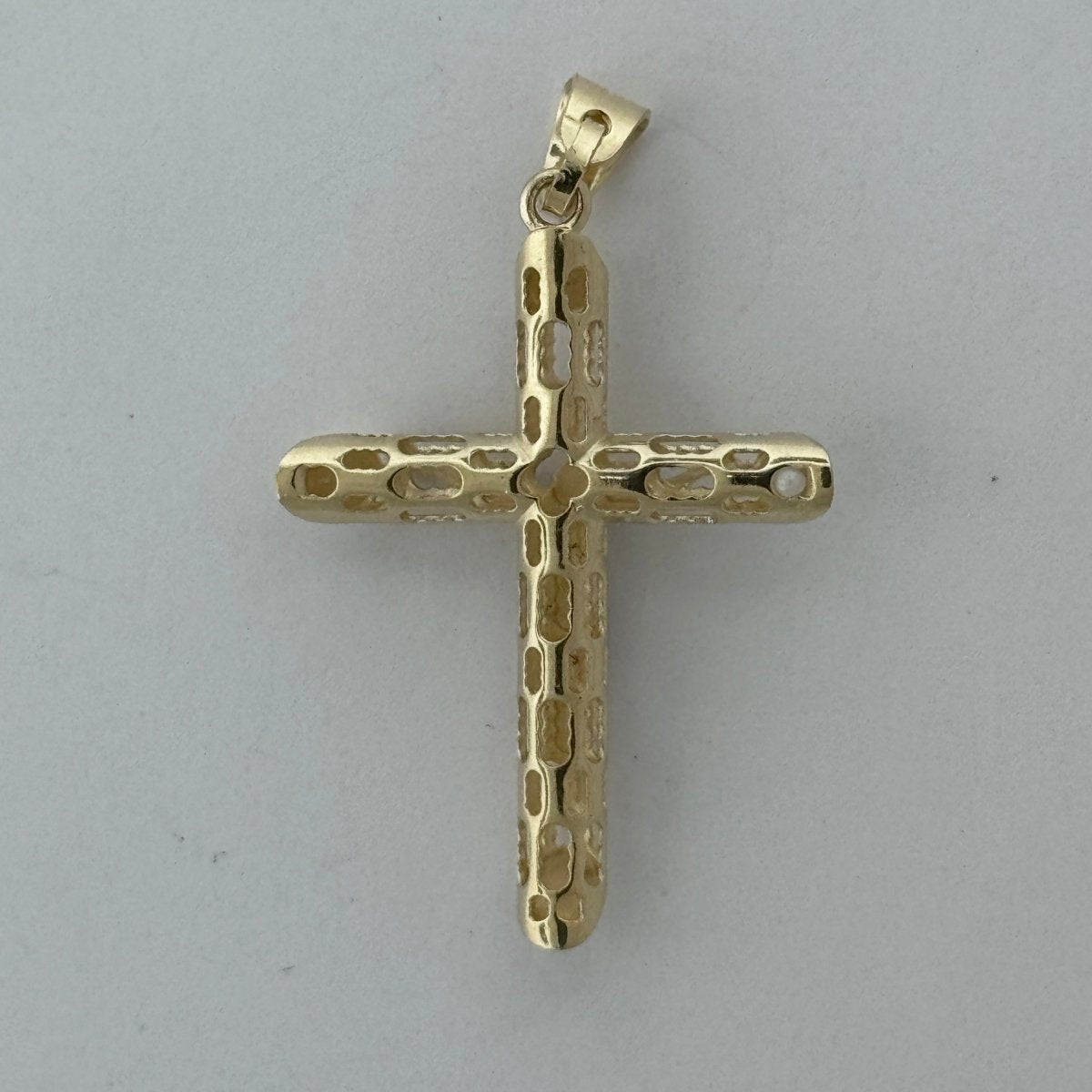 10KT Jesus Cross pendant Real Yellow Gold Diamond cut, 2.17 GRM, 1.5 mm Bail