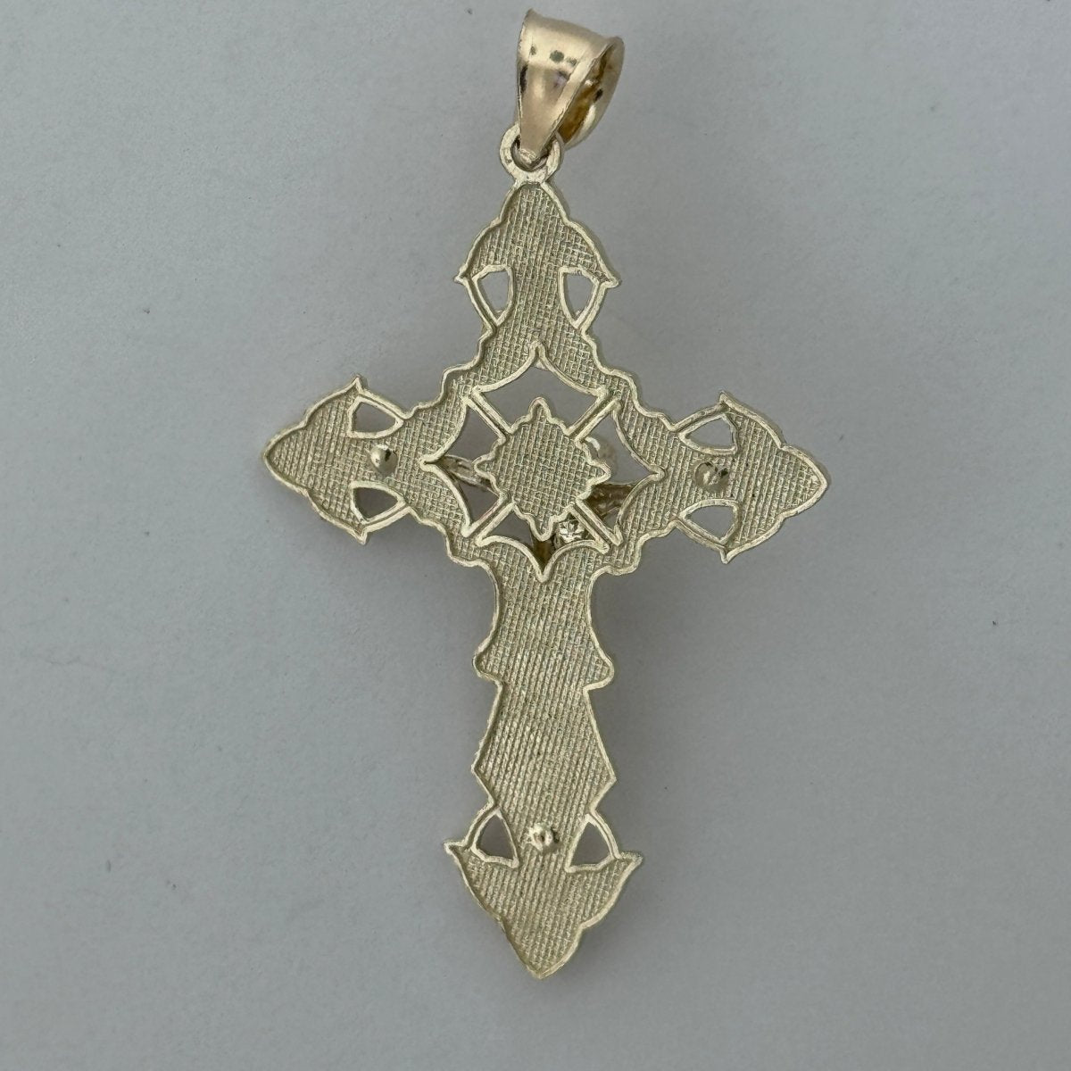 10KT Jesus Cross pendant Real Yellow Gold Diamond cut, 4.3 GRM, 2 mm Bail