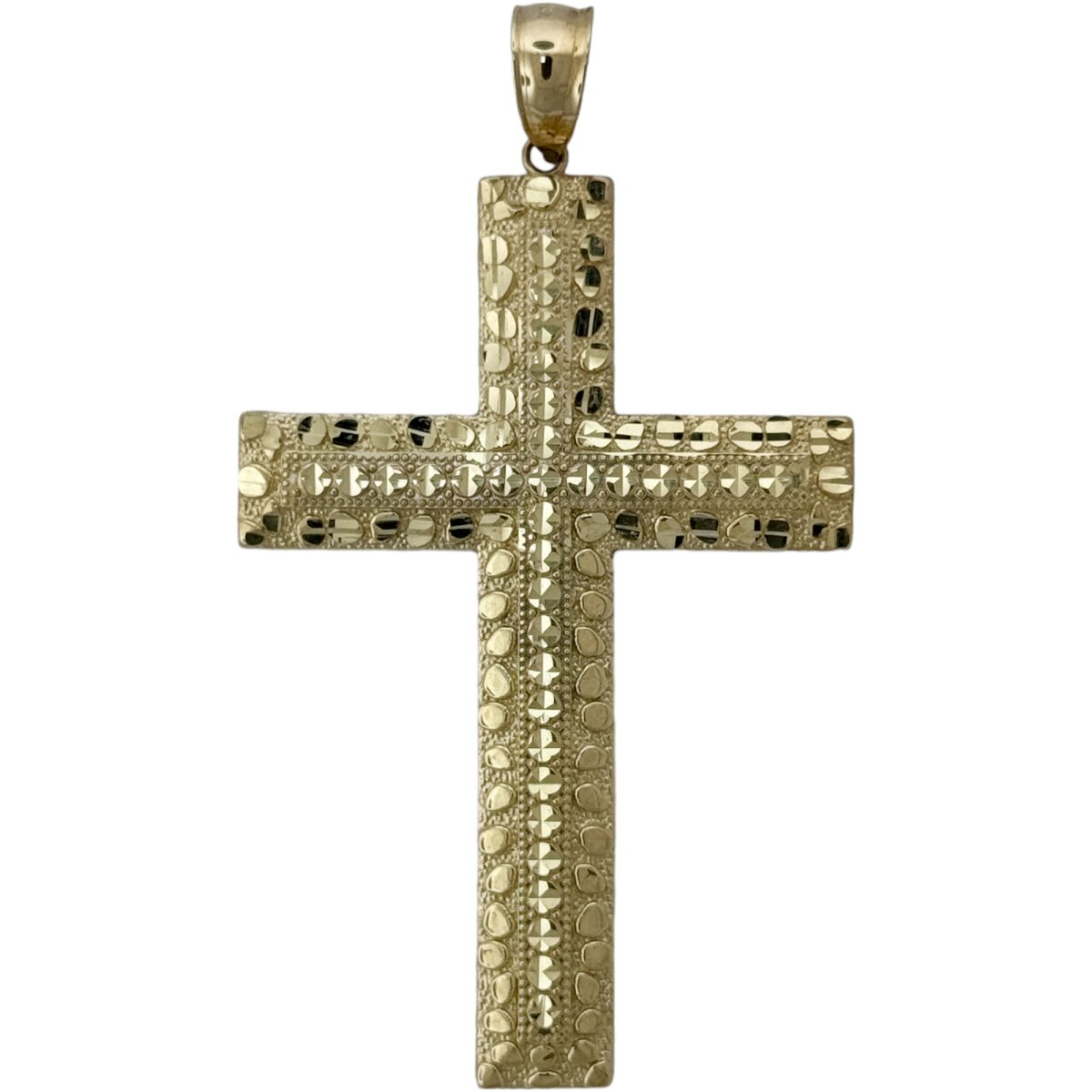 10KT Jesus Cross pendant Real Yellow Gold Diamond cut, 7.8 GRM, 6 mm Bail