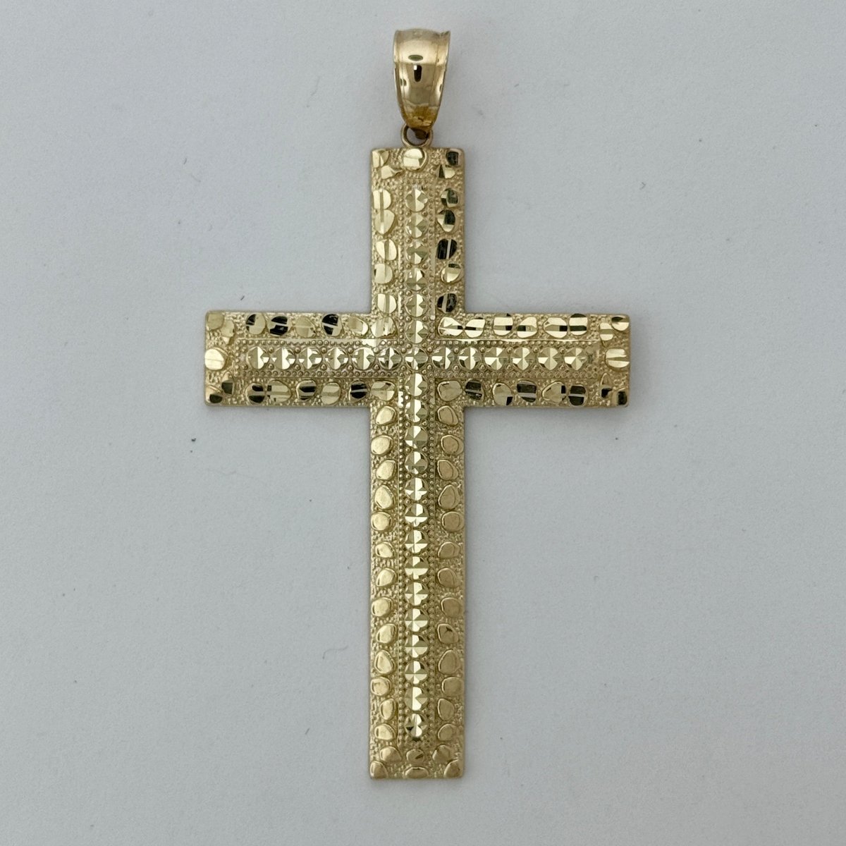 10KT Jesus Cross pendant Real Yellow Gold Diamond cut, 7.8 GRM, 6 mm Bail